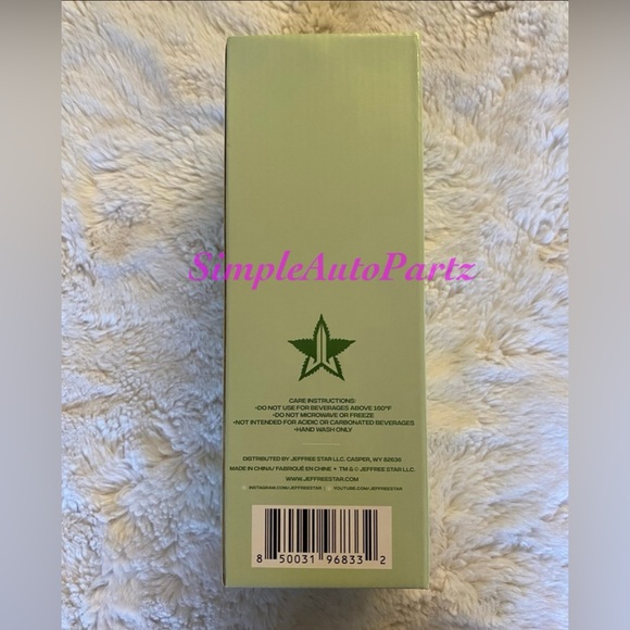 JEFFREE STAR COSMETICS MINT GREEN LEAF 420 CUP TUMBLER W/ STRAW HTF RARE NEW - Picture 3 of 6